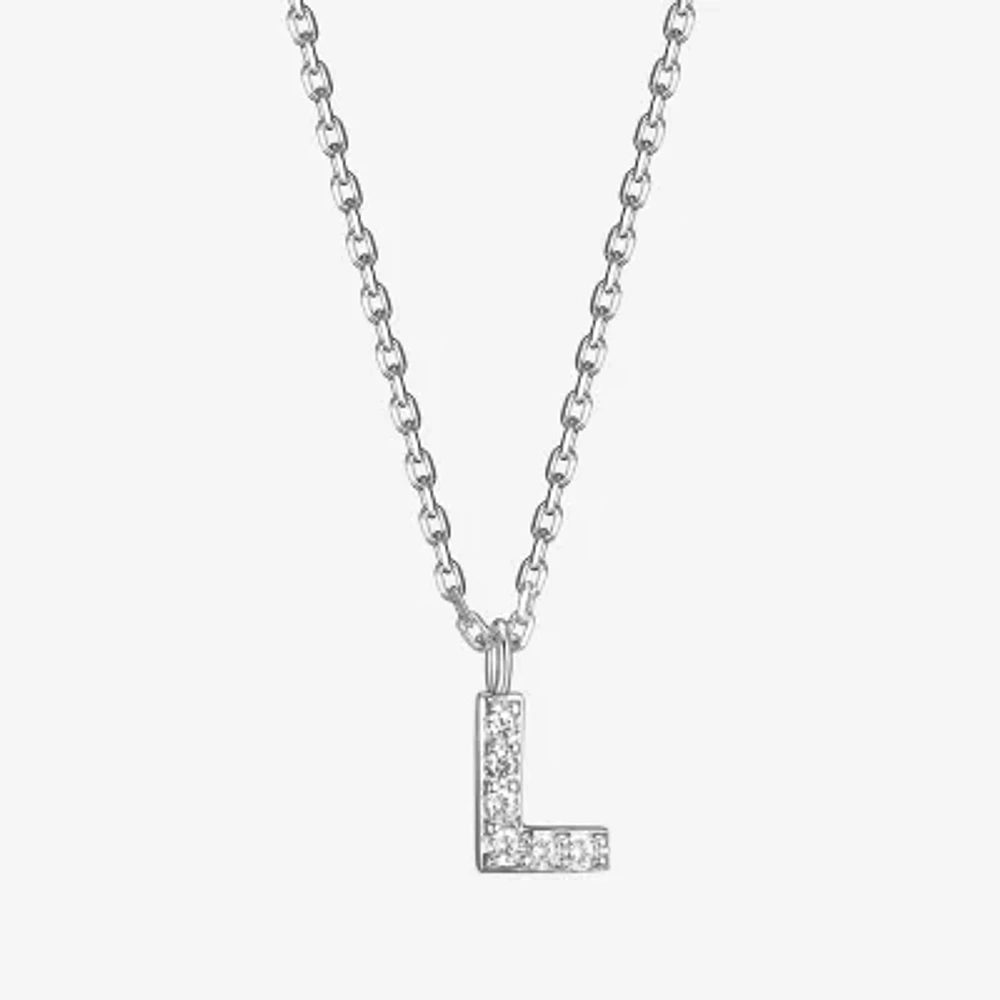 Womens Diamond Accent Cubic Zirconia Sterling Silver Round 18 Inch Pendant Necklace