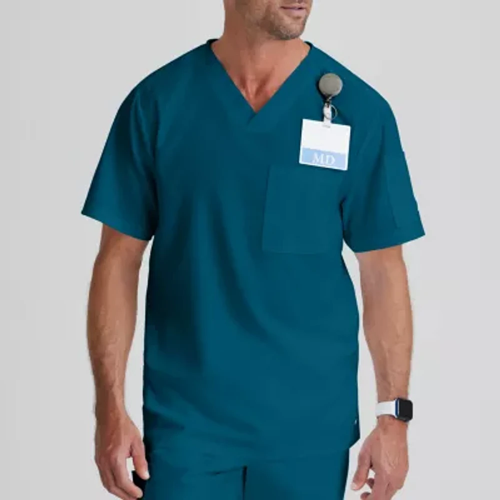 Grey's Anatomy™ by Barco Classic Grt091 Evan 2-Pocket Mens Big and Tall V Neck Short Sleeve Moisture Wicking Scrub Top