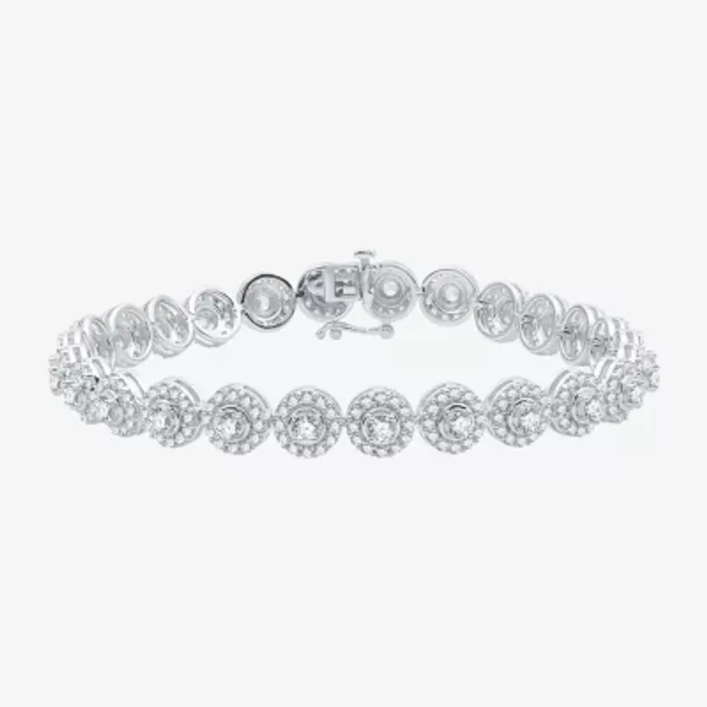 (G / Si1-Si2) Womens 5 CT. T.W. Lab Grown White Diamond 10K White Gold 7.5 Inch Tennis Bracelet