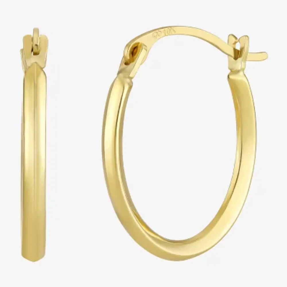 Womens 10K Gold 15mm Round Hoop Earrings