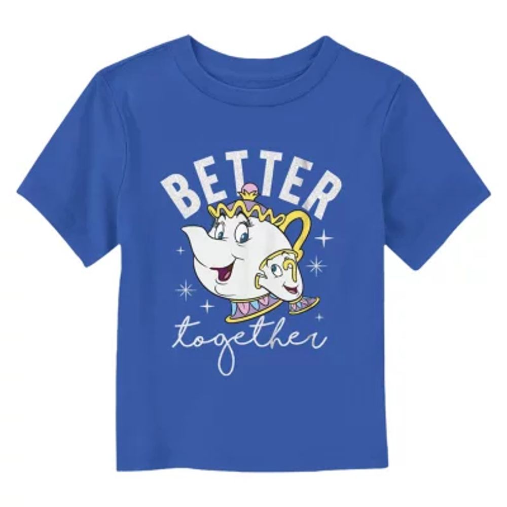 Disney Collection Mrs. Potts and Chip Toddler Unisex Crew Neck Short Sleeve Regular Fit Beauty the Beast Graphic T-Shirt