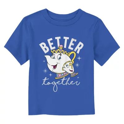 Disney Collection Mrs. Potts and Chip Toddler Unisex Crew Neck Short Sleeve Regular Fit Beauty the Beast Graphic T-Shirt