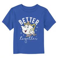Disney Collection Mrs. Potts and Chip Toddler Unisex Crew Neck Short Sleeve Regular Fit Beauty the Beast Graphic T-Shirt
