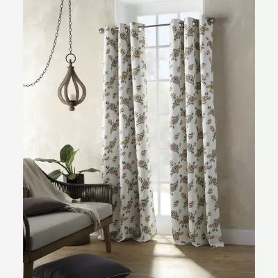 Distant Lands Maura Textured Print Grommet Top 100% Blackout Single Curtain Panel