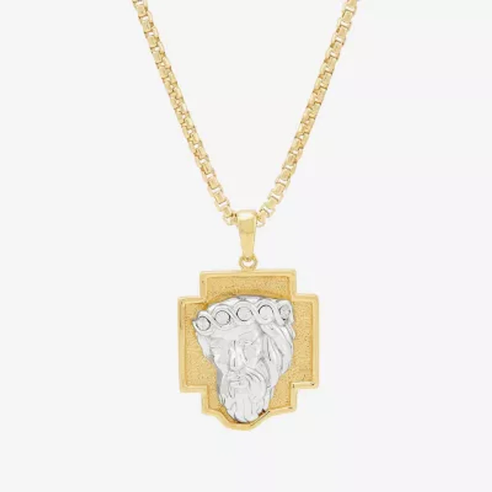 Mens 18K Gold Over Silver 22 Inch Pendant Necklace