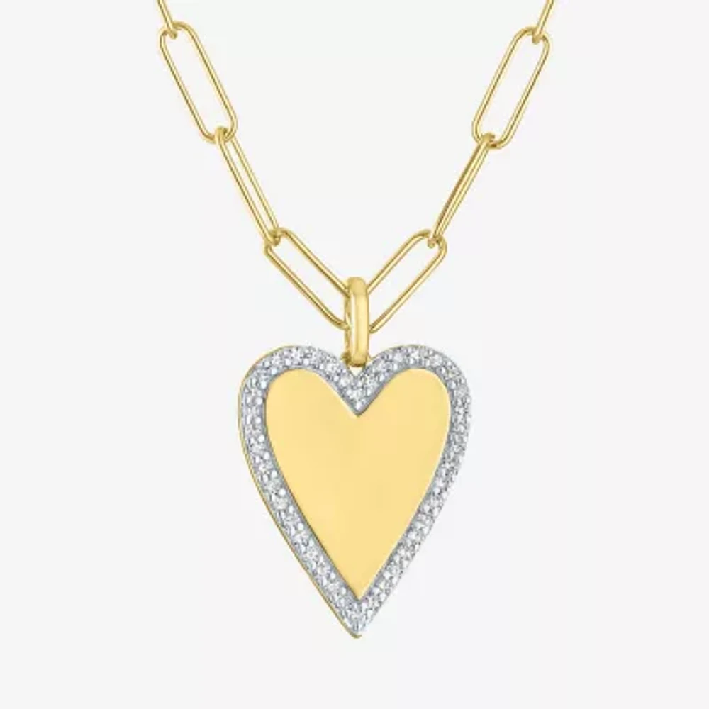 Diamond Addiction (G-H / Si2-I1) Womens 1/4 CT. T.W. Lab Grown White Diamond 14K Gold Over Silver Sterling Silver Heart 18 Inch Pendant Necklace