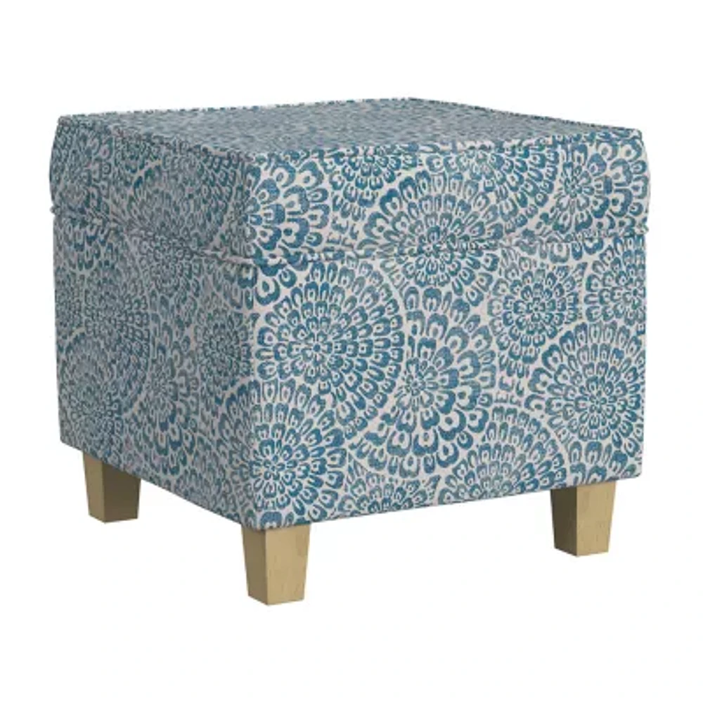 Homepop Storage Lift-Top Upholstered Floral Ottoman