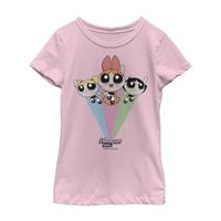 Little & Big Kid Girls Crew Neck Short Sleeve Slim Fit Powerpuff Graphic T-Shirt