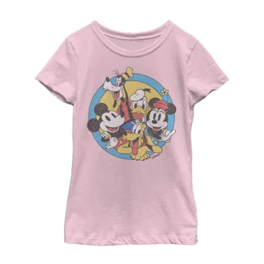 Little & Big Girls Crew Neck Short Sleeve Mickey and Friends Mouse Minnie Graphic T-Shirt