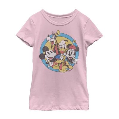 Little & Big Girls Crew Neck Short Sleeve Mickey and Friends Mouse Minnie Graphic T-Shirt