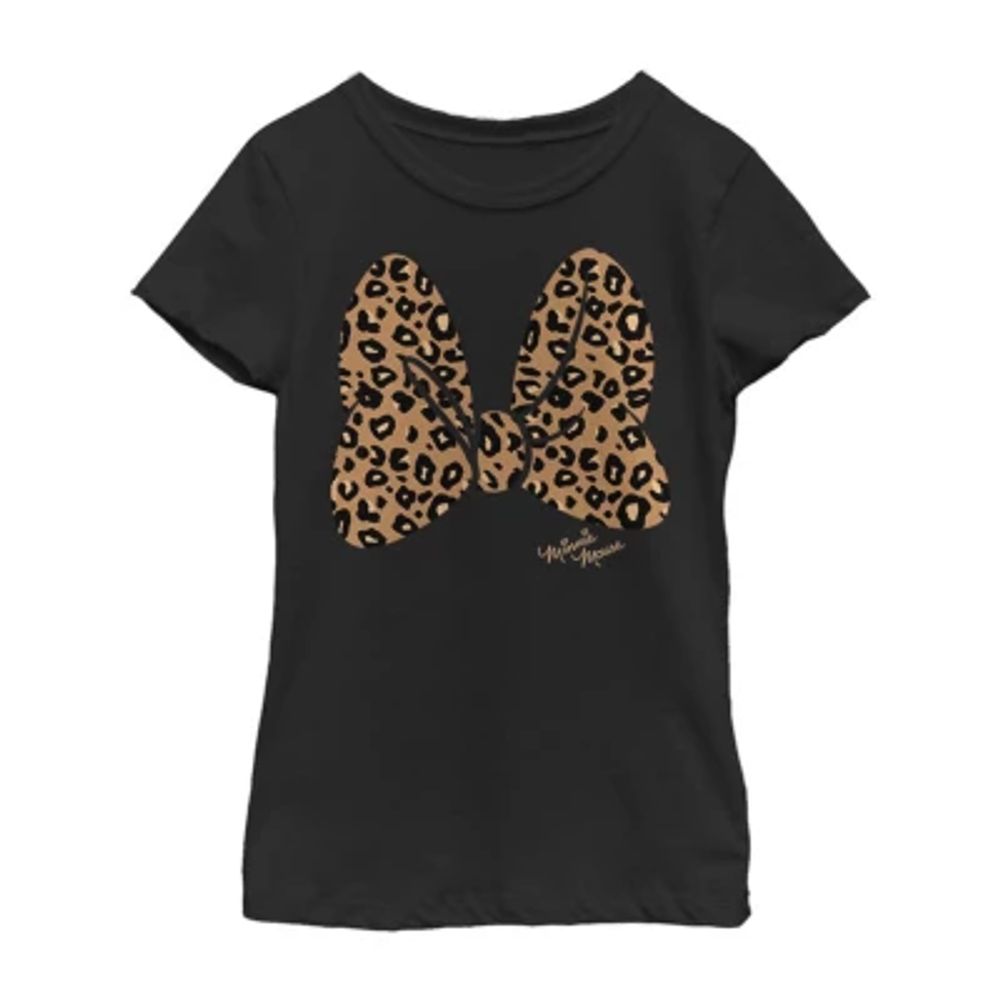 Little & Big Kid Girls Crew Neck Short Sleeve Slim Fit Minnie Mouse Graphic T-Shirt