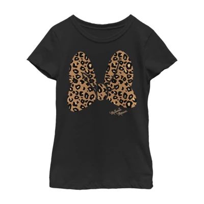 Little & Big Kid Girls Crew Neck Short Sleeve Slim Fit Minnie Mouse Graphic T-Shirt