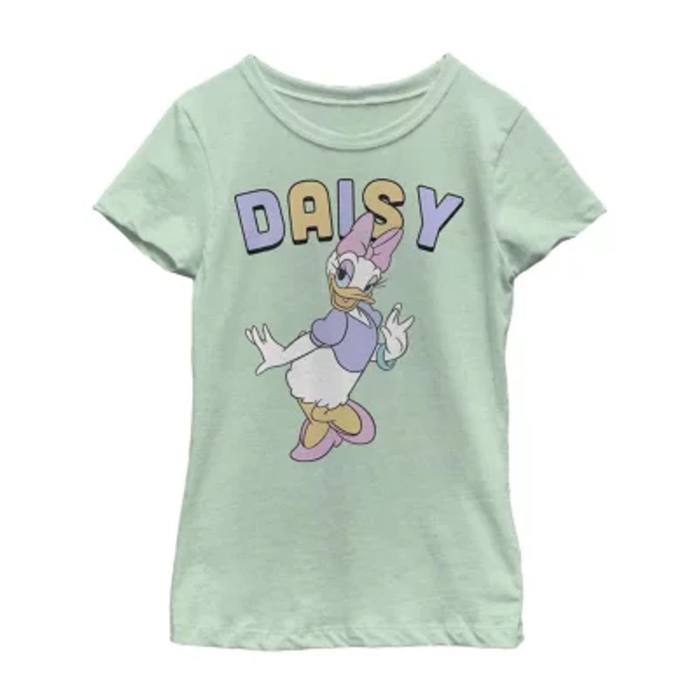 Daisy Little & Big Kid Girls Crew Neck Short Sleeve Slim Fit Mickey and Friends Mouse Minnie Graphic T-Shirt