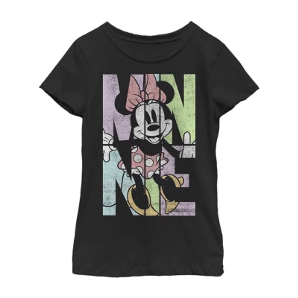 Little & Big Kid Girls Crew Neck Short Sleeve Slim Fit Mickey and Friends Mouse Graphic T-Shirt