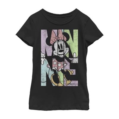 Little & Big Kid Girls Crew Neck Short Sleeve Slim Fit Mickey and Friends Mouse Graphic T-Shirt