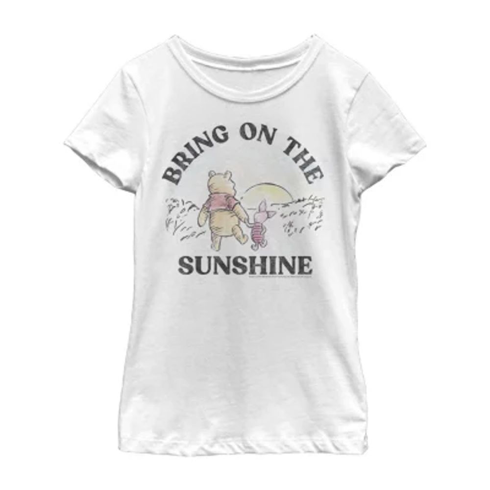 Little & Big Kid Girls Crew Neck Short Sleeve Slim Fit Winnie The Pooh Graphic T-Shirt
