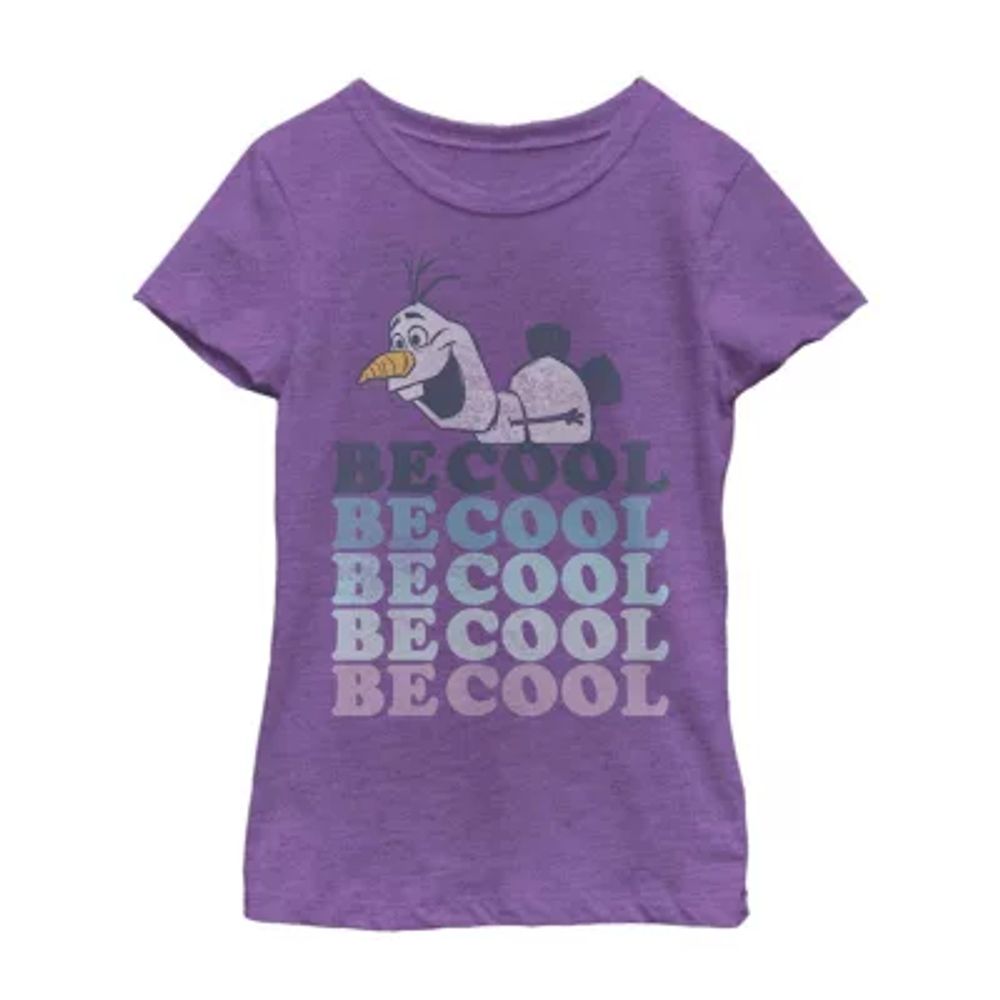 Little & Big Kid Girls Crew Neck Short Sleeve Slim Fit Frozen Olaf Graphic T-Shirt
