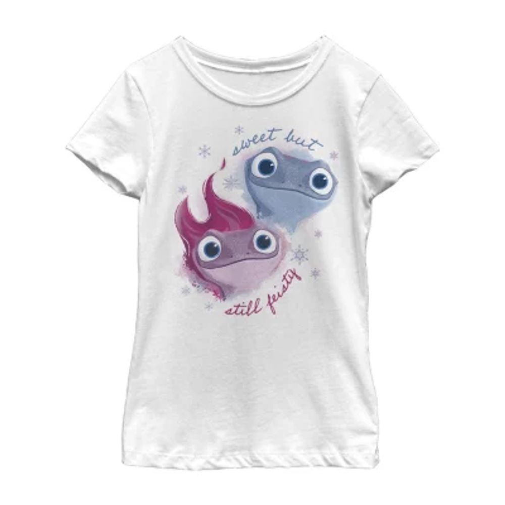 Bruni Little & Big Kid Girls Crew Neck Short Sleeve Slim Fit Frozen Graphic T-Shirt