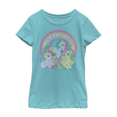 Little & Big Kid Girls Crew Neck Short Sleeve Slim Fit My Pony Graphic T-Shirt