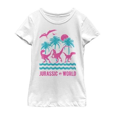 Little & Big Kid Girls Crew Neck Short Sleeve Slim Fit Jurassic World Graphic T-Shirt