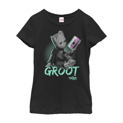 Groot Little & Big Kid Girls Crew Neck Short Sleeve Slim Fit Marvel Graphic T-Shirt