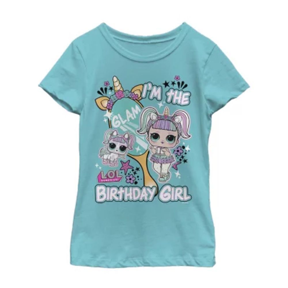 Little & Big Kid Girls Crew Neck Short Sleeve Slim Fit LOL Graphic T-Shirt