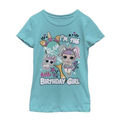 Little & Big Kid Girls Crew Neck Short Sleeve Slim Fit LOL Graphic T-Shirt