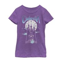 Little & Big Kid Girls Crew Neck Short Sleeve Slim Fit Cinderella Princess Graphic T-Shirt