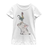 Pua Little & Big Kid Girls Crew Neck Short Sleeve Slim Fit Moana Graphic T-Shirt
