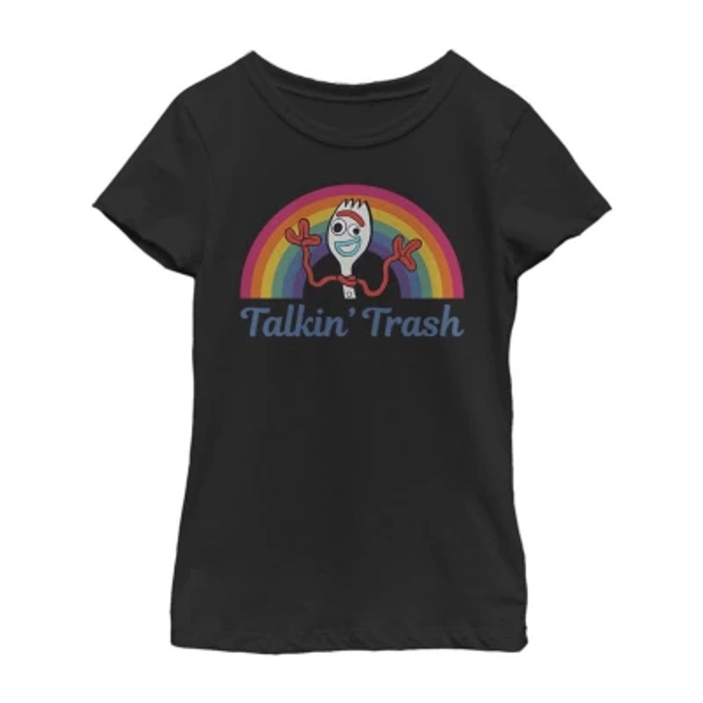 Talkin Trash Little & Big Kid Girls Crew Neck Short Sleeve Slim Fit Toy Story Graphic T-Shirt