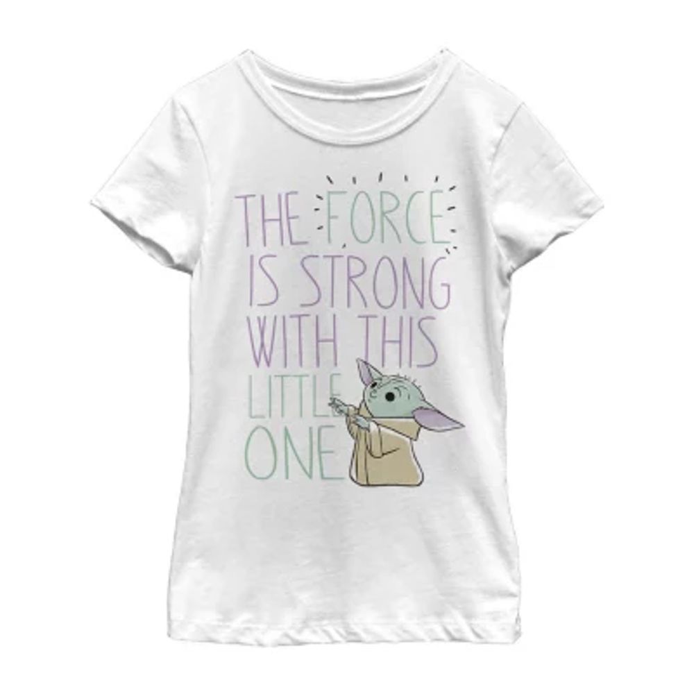 The Child Little & Big Kid Girls Crew Neck Short Sleeve Slim Fit Star Wars Graphic T-Shirt