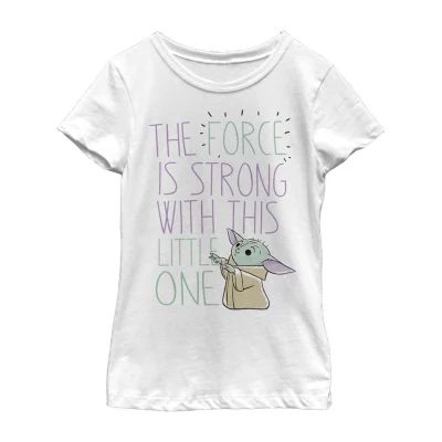 The Child Little & Big Kid Girls Crew Neck Short Sleeve Slim Fit Star Wars Graphic T-Shirt
