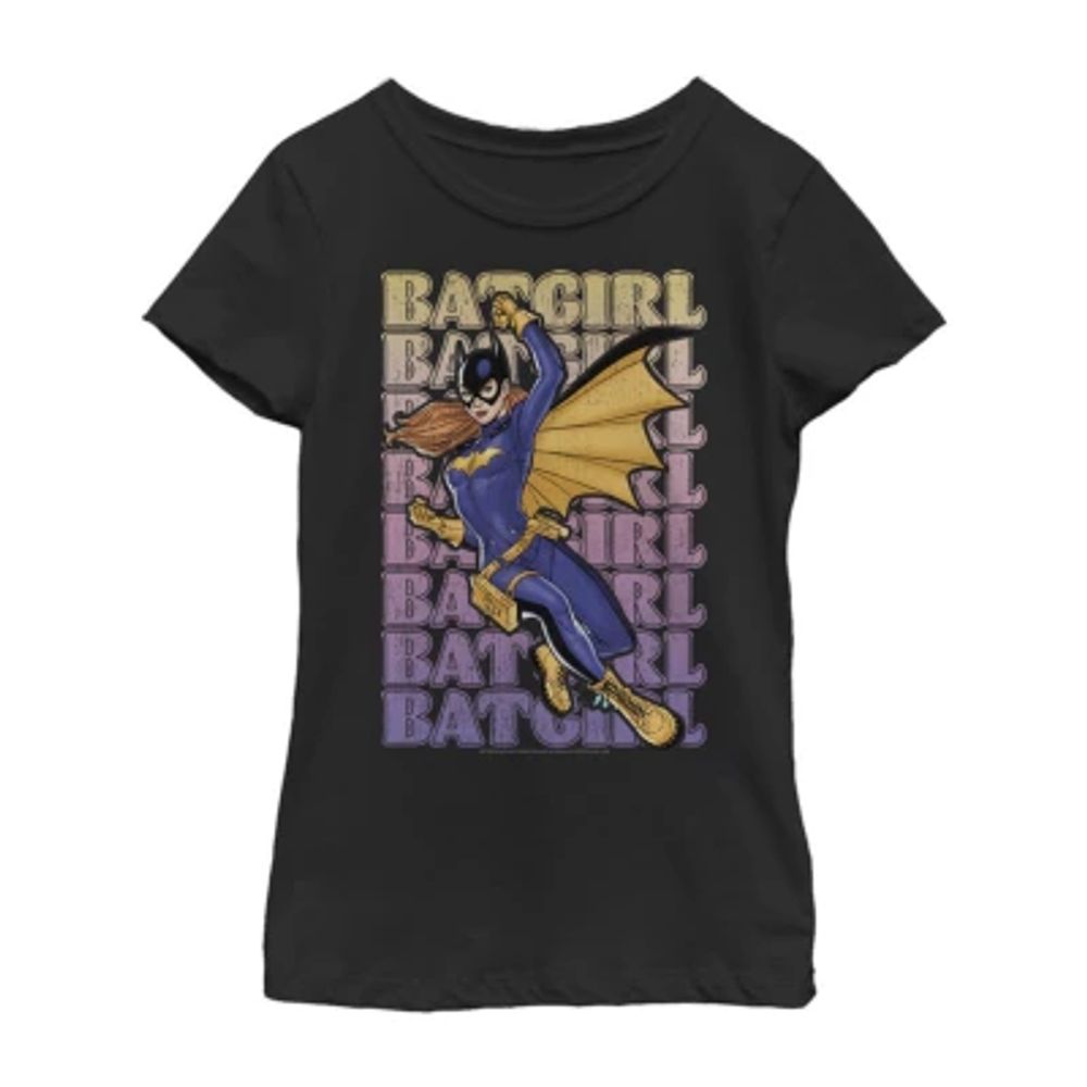 Little & Big Kid Girls Crew Neck Short Sleeve Slim Fit Batgirl DC Comics Graphic T-Shirt
