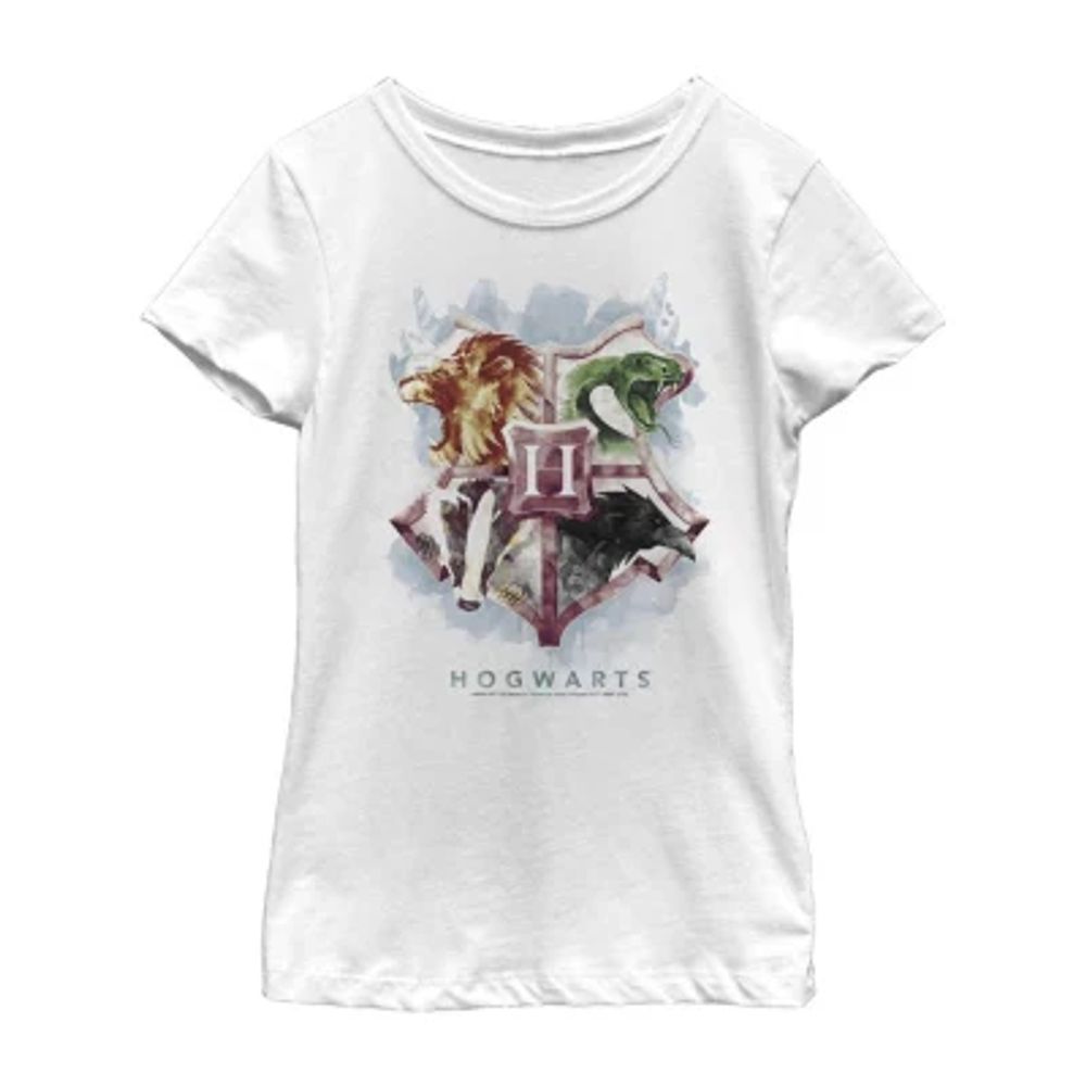 Hogwarts Little & Big Kid Girls Crew Neck Short Sleeve Slim Fit Harry Potter Graphic T-Shirt