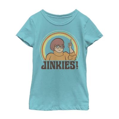 Jinkies Velma Little & Big Kid Girls Crew Neck Short Sleeve Slim Fit Scooby Doo Graphic T-Shirt