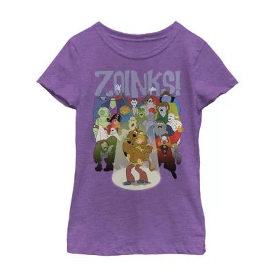 Little & Big Kid Girls Crew Neck Short Sleeve Slim Fit Scooby Doo Graphic T-Shirt