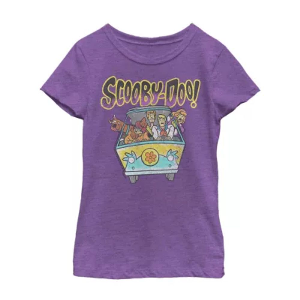 Little & Big Kid Girls Crew Neck Short Sleeve Slim Fit Scooby Doo Graphic T-Shirt