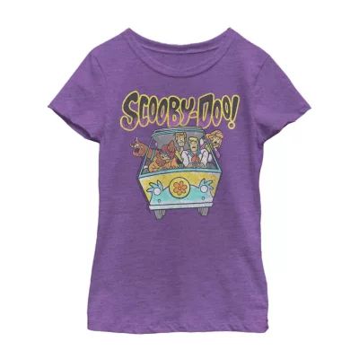 Little & Big Kid Girls Crew Neck Short Sleeve Slim Fit Scooby Doo Graphic T-Shirt