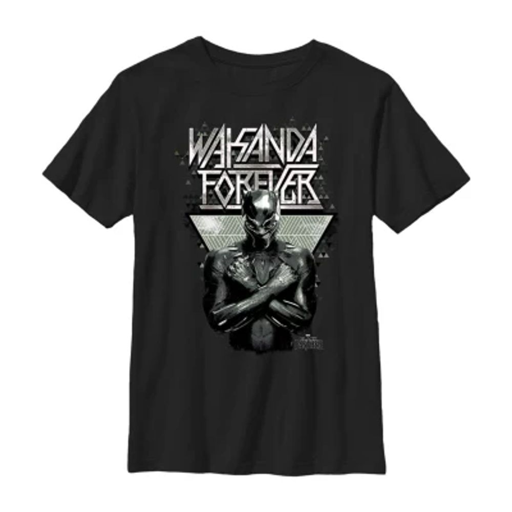 Little & Big Kid Boys Crew Neck Short Sleeve Slim Fit Black Panther Marvel Graphic T-Shirt