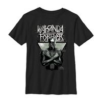 Little & Big Kid Boys Crew Neck Short Sleeve Slim Fit Black Panther Marvel Graphic T-Shirt