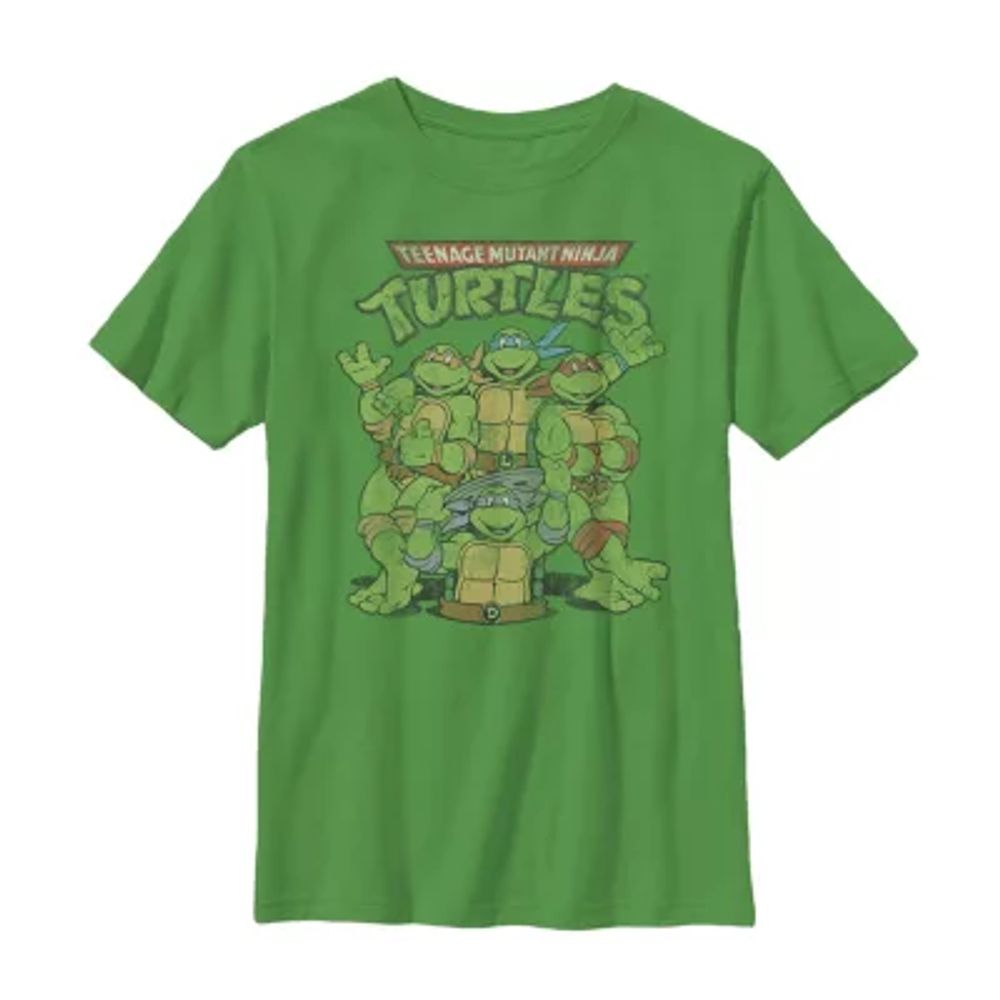 Little & Big Kid Boys Crew Neck Short Sleeve Slim Fit Teenage Mutant Ninja Turtles Graphic T-Shirt