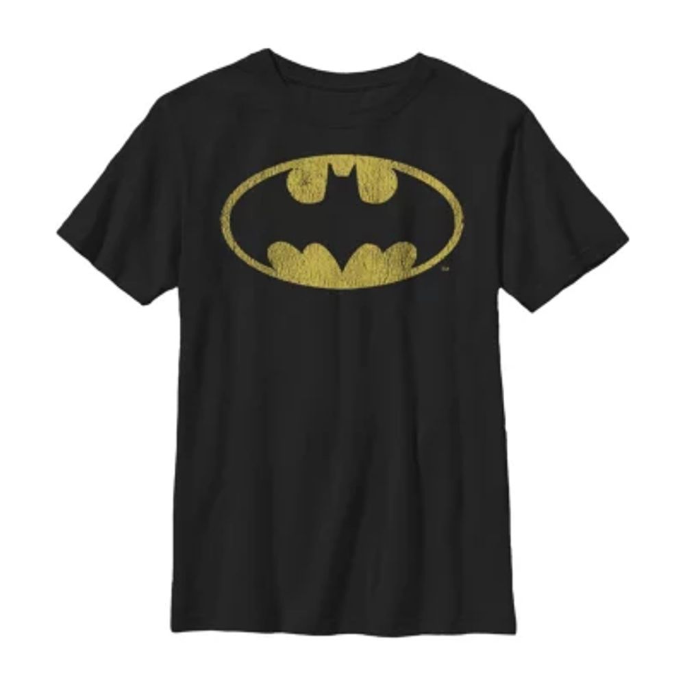 Little & Big Kid Boys Crew Neck Short Sleeve Slim Fit Batman Graphic T-Shirt