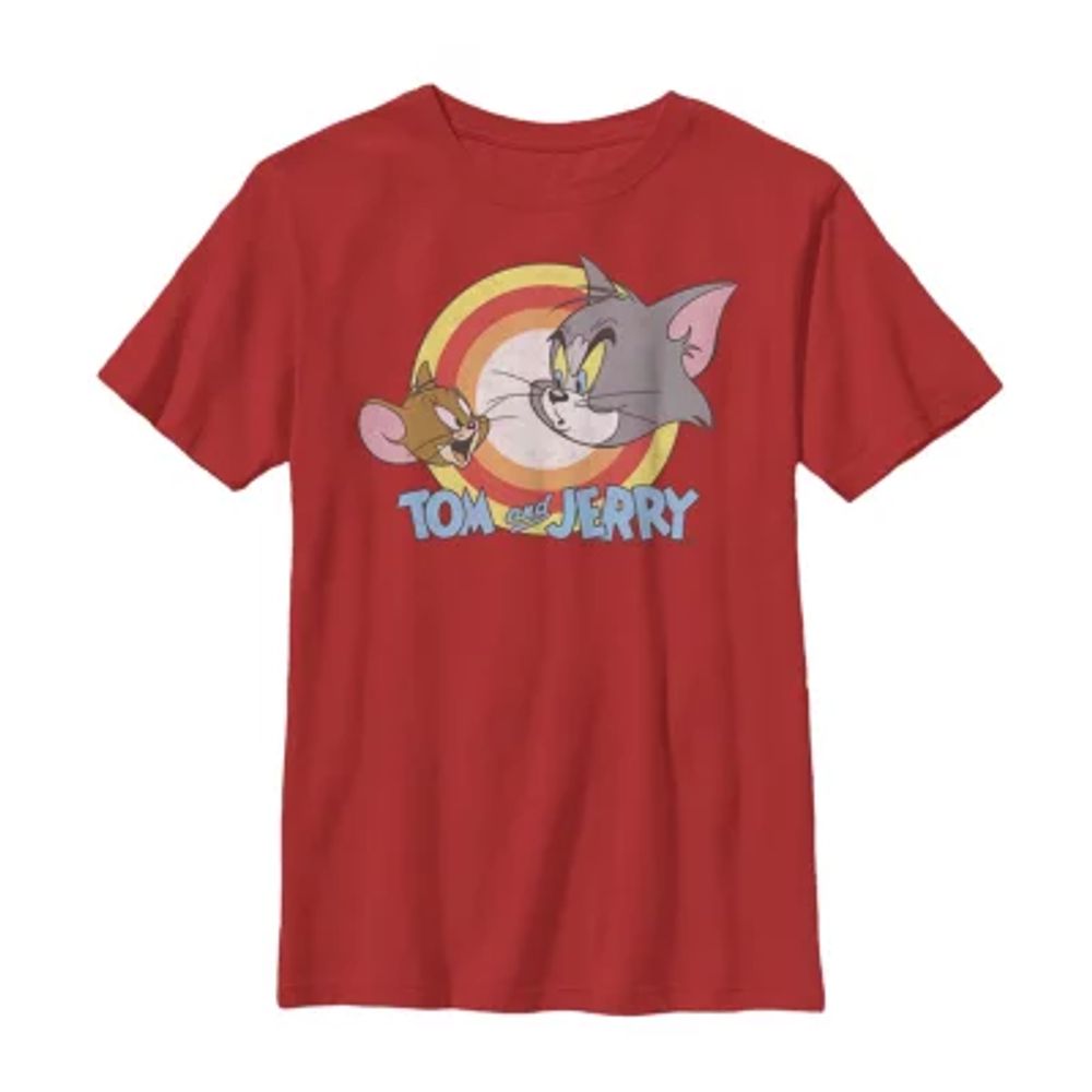 Little & Big Kid Boys Crew Neck Short Sleeve Slim Fit Tom and Jerry Graphic T-Shirt