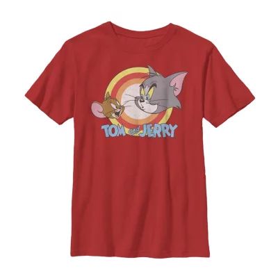 Little & Big Boys Crew Neck Short Sleeve Tom and Jerry Graphic T-Shirt