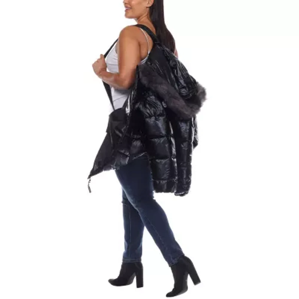 White Mark Womens Hooded Midweight Plus Puffer Jacket