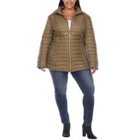 White Mark Womens Midweight Plus Puffer Jacket