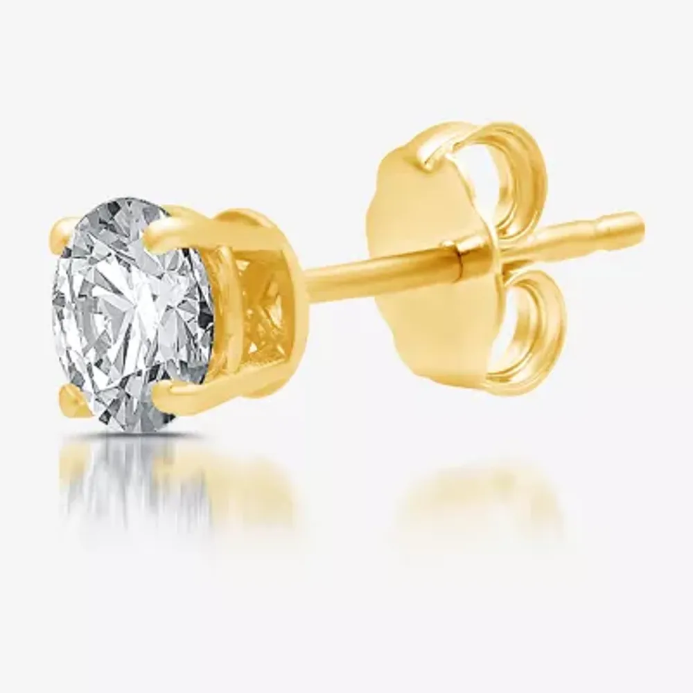 Unisex Adult 5/8 CT. Natural White Diamond 14K Gold 5.4mm Round Single Earring