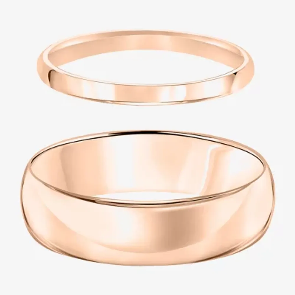 Unisex Adult 10K Rose Gold Wedding Ring Set