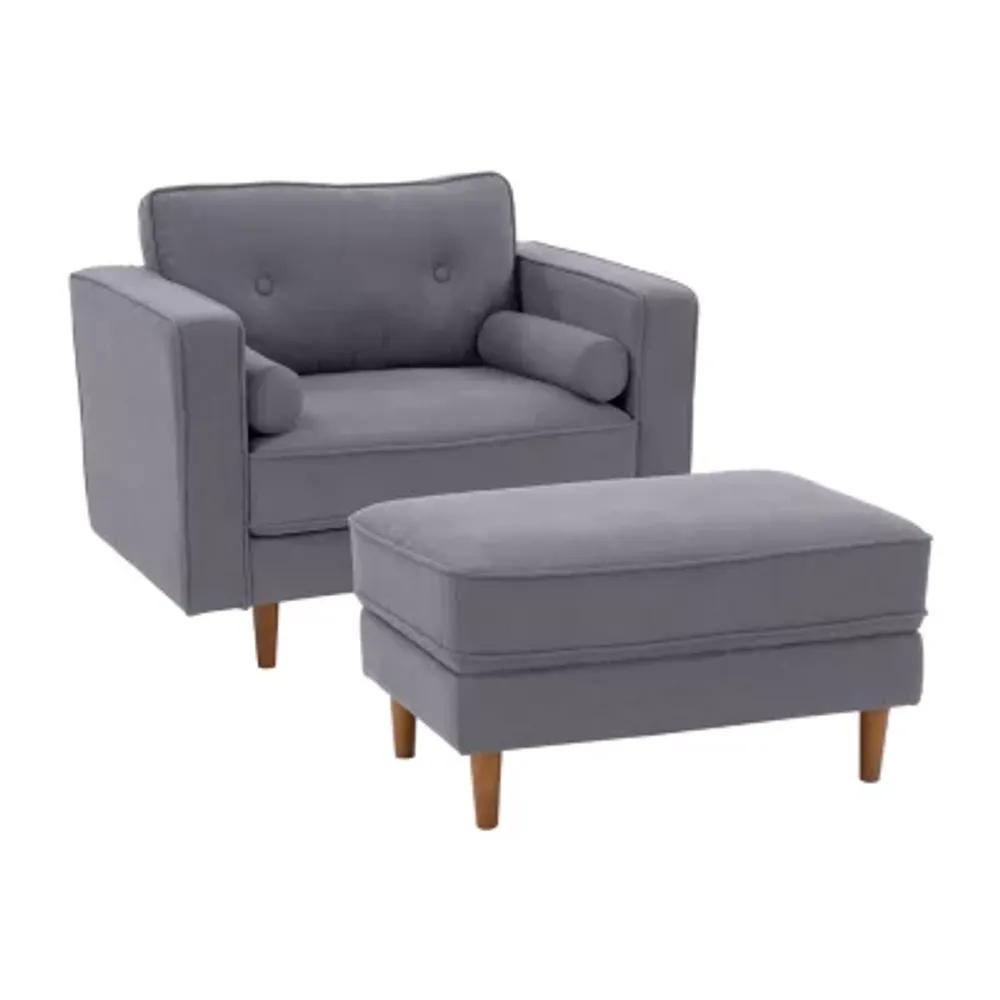Mulberry Tufted Chair & Ottoman Set