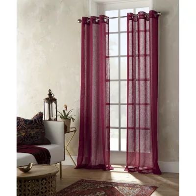 Distant Lands Fiji Solid Grommet Top Sheer Single Curtain Panel